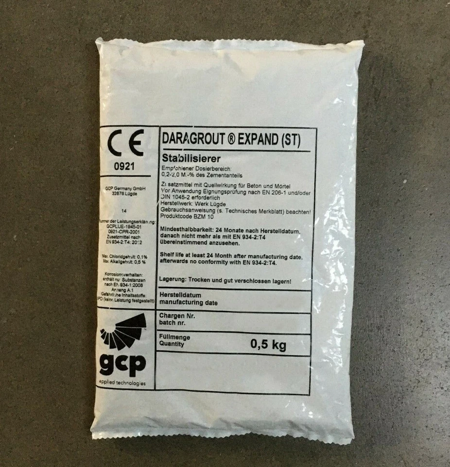GCP Quellzusatz für Mörtel / Beton - Quellmörtel, Expansionsmörtel, Unterstopfmörtel