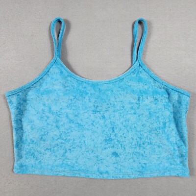 Rue21 Cropped Fleece Tank Top Womens 1X 2X 4X Blue Spaghetti Strap NWT