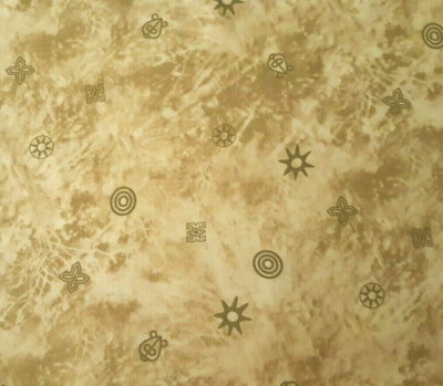 Plains of Africa BTY Red Rooster Symbols Tonal Brown Beige Blender