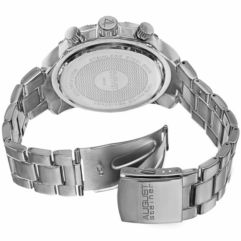 NEW August Steiner AS8130SSB Men's Multi-Functional Grey Dial Silver Metal Watch - Image 3 of 4