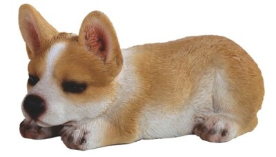 Welsh Corgi 18153 Sleepy Laying Puppy Dog Figurine 7.5'' L Resin