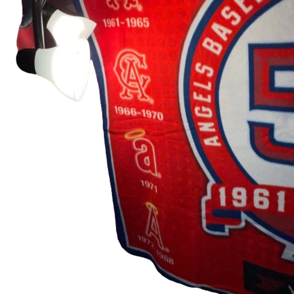 Fans Rare 50 Year Anniversary Of Memories California Angels Red Throw Blanket - Image 3 of 4