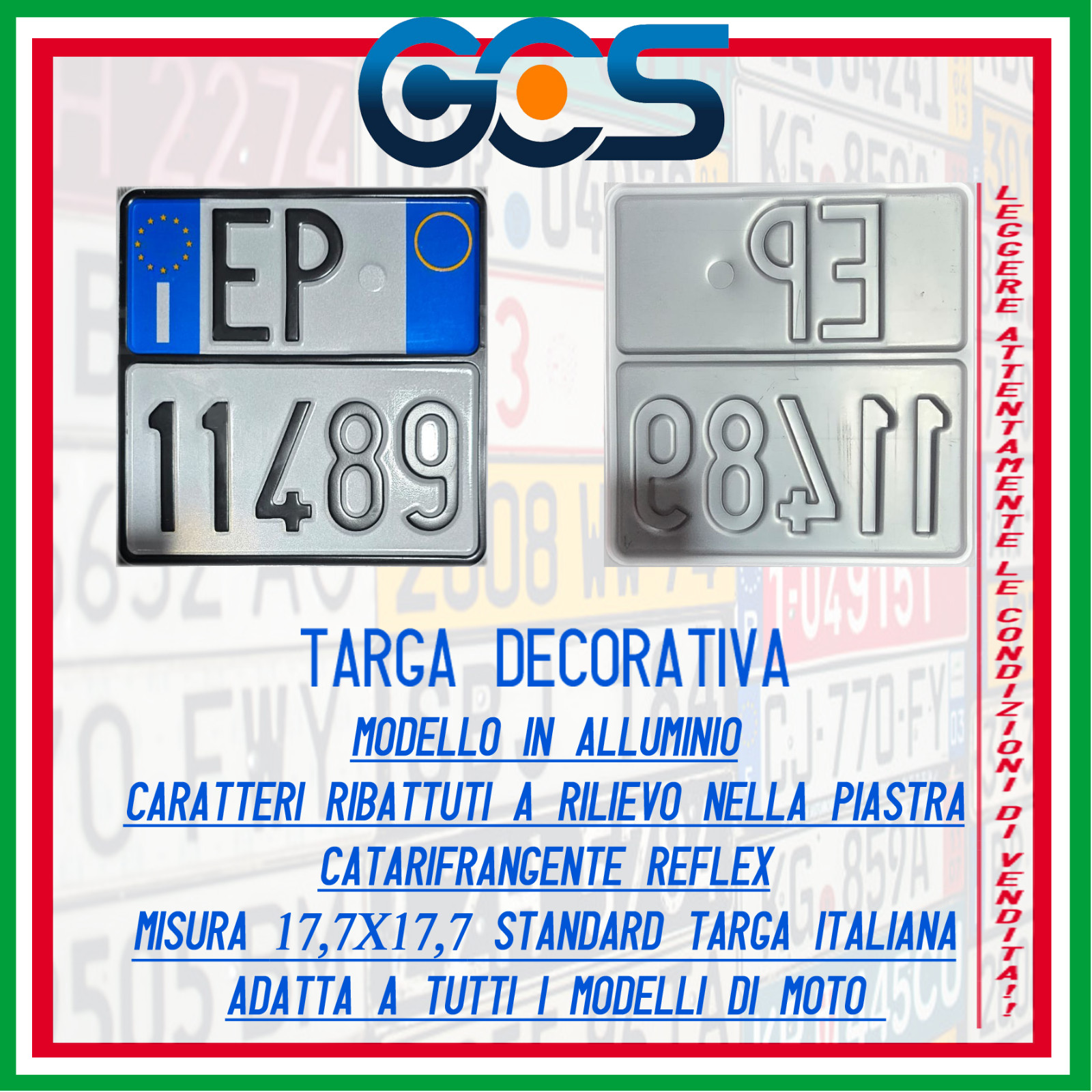Replica Targa Moto Europea in Alluminio Rilievo