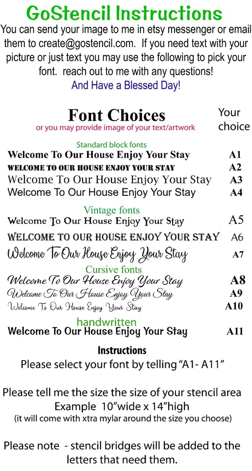 Large Custom stencils -  pick your size and send us your image or text. - Image 2 of 2