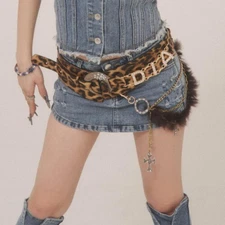 DIA d.i.a. Revival Belt Moon Buckle Feather Leopard Gal Japan NEW 
