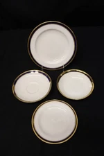 4 Pc BROWN WESTHEAD Plates and Bowl set #3317 Cobalt Blue w/Gold