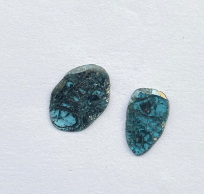 1,18 Ct Blau Farbige Slice Diamant Blau Farbige Polki Natürlicher Diamant 2 Stk