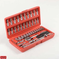 46 PC 1/4" Inch Drive Ratchet Socket Wrench & Star Hex Torx Bits Set
