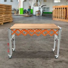 Adjustable Roller Conveyor Table Flexible Roller Conveyor 18-51inch w/4 Wheels