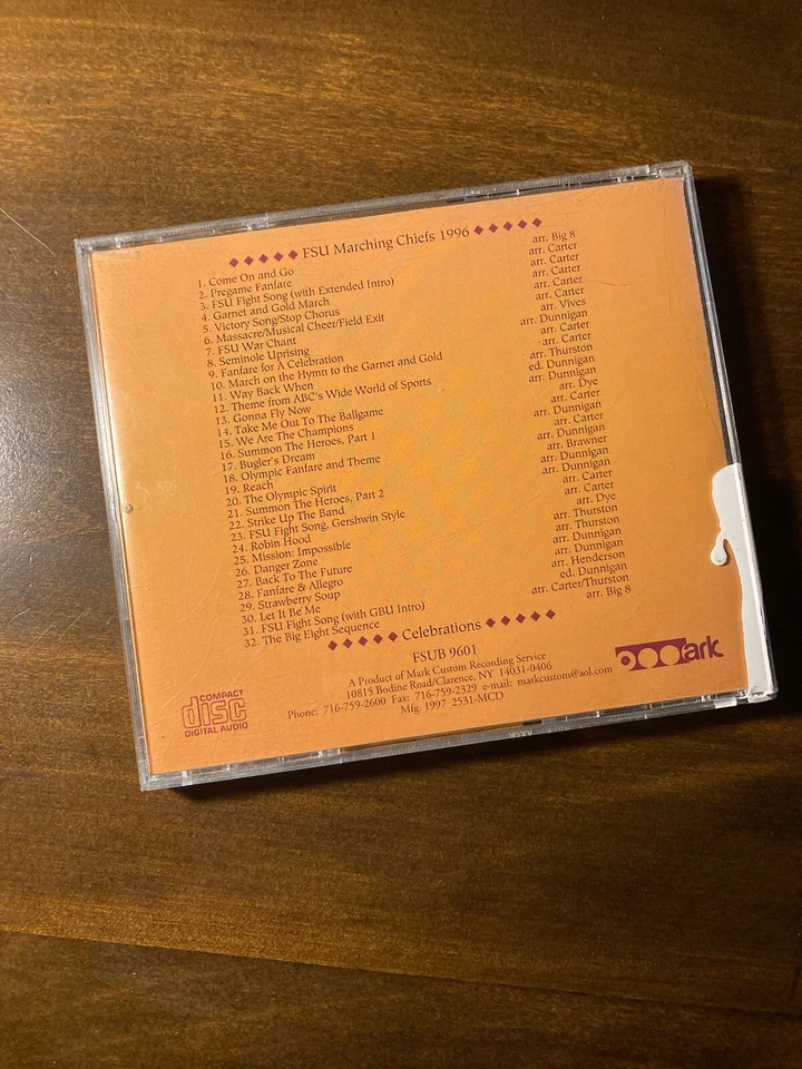 Florida State University Marching Chiefs (1996 CD) Celebrations Live FSU Promo - Image 4 of 4