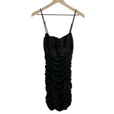 Superdown Rachelle Allover Ruched Stretch Sleeveless Mini Dress Black Size Small