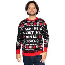 Funny "Ask Me About My Ninja Disguise" Holiday Season Ugly Christmas Sweater