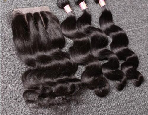 3BUNDLES+CLOSURE BRAZILIAN VIRGIN HUMAN HAIR BODY WAVES 20+20+20&20 CLOSURE 350g