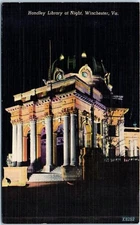 Handley Library at Night, Winchester, Virginia Postcard