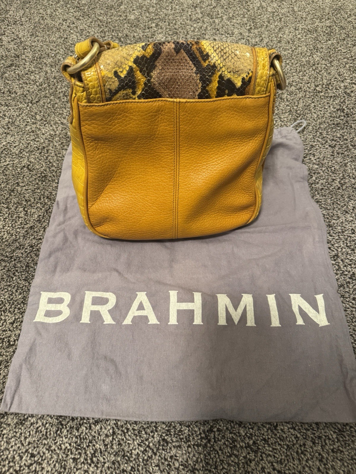 BRAHMIN Yellow Python Embossed Leather Crossbody … - image 3