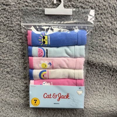 Cat & Jack Briefs Toddler Girls 4T Multicolor 7 Pack Days Of Week Underwear