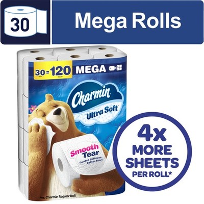 Ultra Soft Toilet Paper 30 Mega Rolls 224 Sheets Per Roll