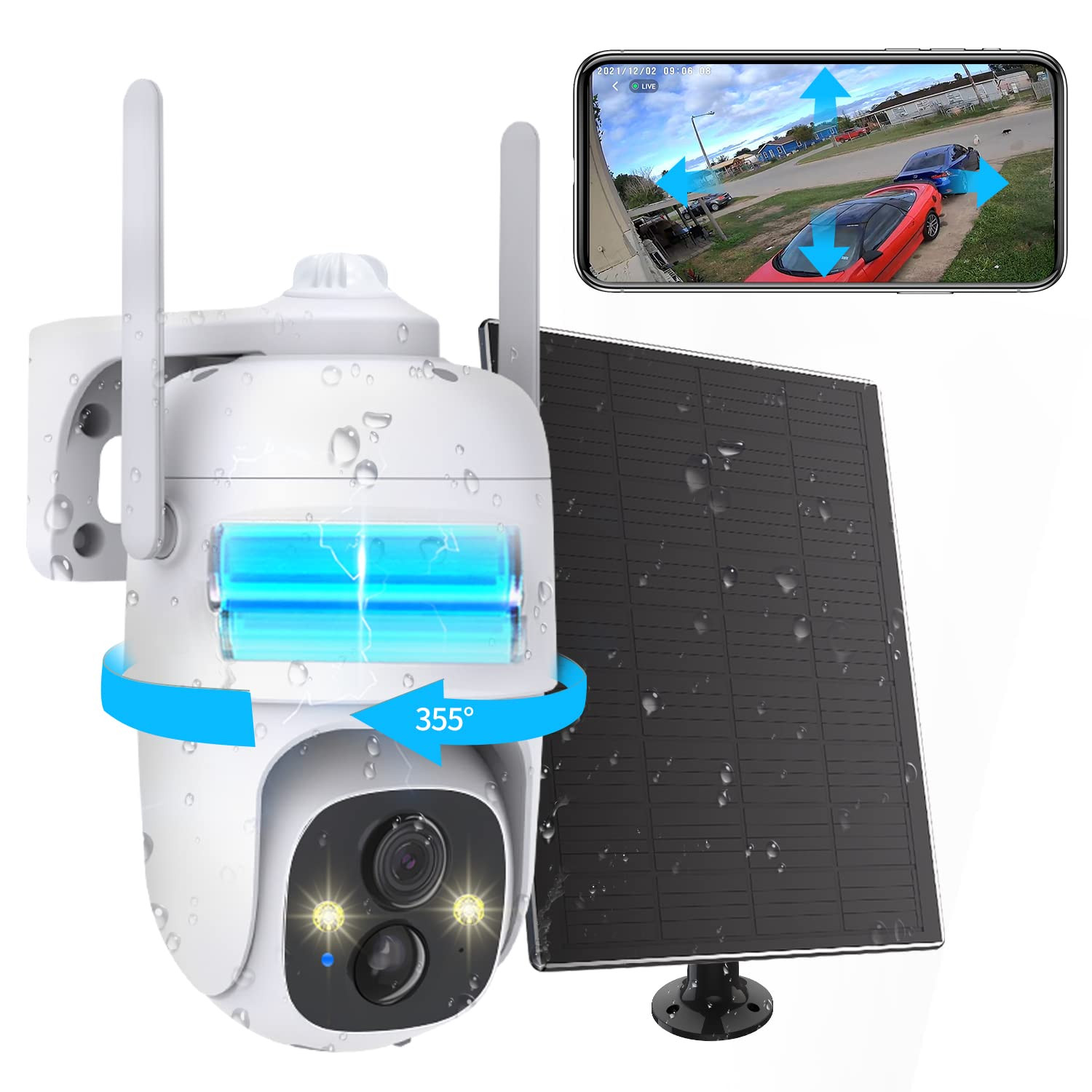 2K Solar-Powered PTZ WiFi Security Camera with AI Motion Detection and Color Night Vision
