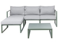 Lounge Set Aluminium GrüN 3-Sitzer Gartensofa Mit Couchtisch Ottomane Auflagen