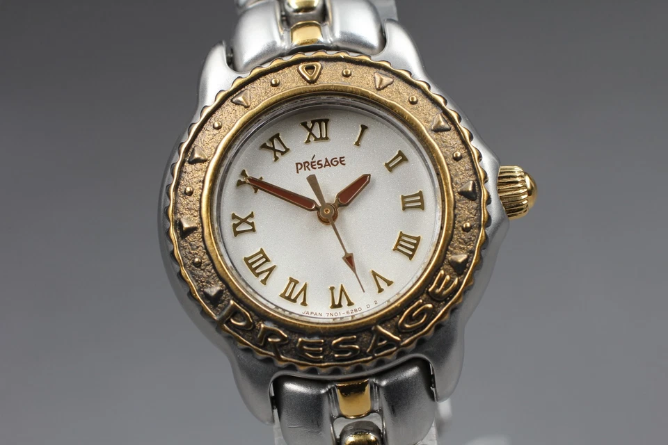 Vintage 1991 Seiko Presage 7N01-6240 Two-Tone Roman Quartz Womens Watch JAPAN - Image 2 of 4