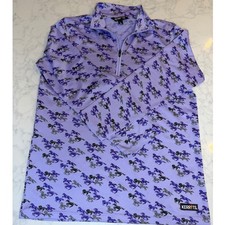 Kerrits Kids Ice Fil Long Sleeve Riding Top Purple Horse Print Quarter Zip Large