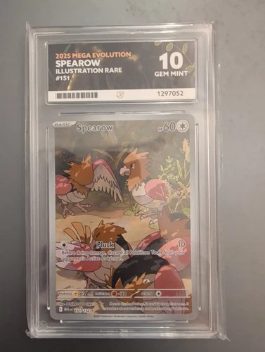 Pokémon TCG Spearow Illustration Rare Mega Evolution Card 151/132 ACE 10 Mint