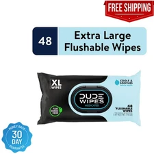 DUDE Wipes Medicated Flushable Wipes 48 Count Extra Large Witch Hazel Aloe Vera