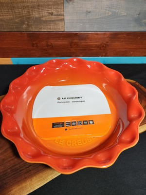 #ad #ad Brand New Le Creuset Stoneware Heritage Pie Dish Fluted Baking Dish In 🔥Flame $41.11