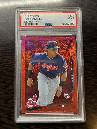 Jose Ramirez 2014 Topps Red Hot Foil Rookie RC Variation SP #424 PSA 9 Mint RARE