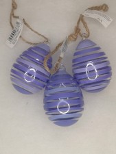 Easter Tree Hanging Decorations Glass Eggs Clear Purple Stripes John Lewis