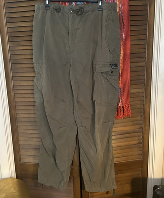 Superdry Men's Green Cargo Pants 32W Cotton Canvas Straight Leg Pockets