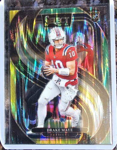 2024 Panini Select - Premier Level Drake Maye #113 Green & Yellow Shock Prizm