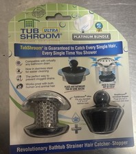 TubShroom Ultra Platinum Bundle Bathtub Strainer, Hair Catcher, Stopper