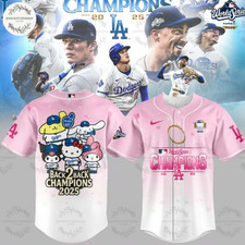 Dodgers 2025 World Series Hello Kitty Pink Jersey