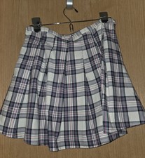 Wonder Nation Plaid Pleated Skirt Short White Navy Pink Blue Girls Size 14-16