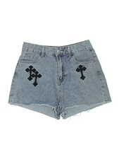 Romwe Women Blue Denim Shorts XS