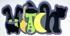 Halloween Witch Oct Die Cut Title For Scrapbooking. Multi-layered. Hand-crafted.