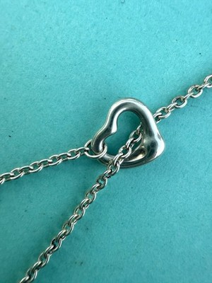 Tiffany & Co. Elsa Peretti Silver Toggle Open Heart Pearl Chain