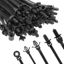 Armpow 110 PCS Automotive Installation Black Push Mount Cable Zip Ties Assort...