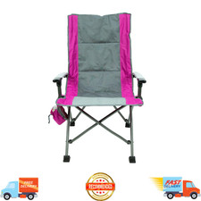 Ozark Trail Camping Chair, Pink High-Back Foldable Outdoor Seat, with Headrest