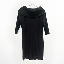 Women’s Medium Ann Taylor Knit Cowl Neck Sweater Dress Black 3/4 Sleeve Knee Lng