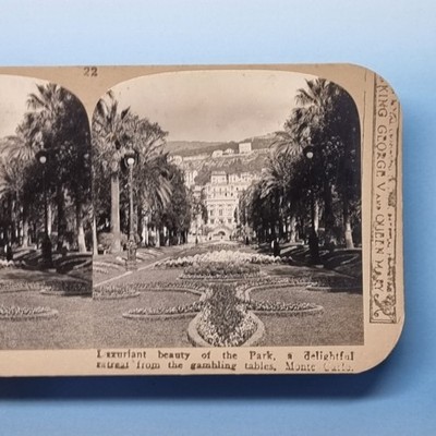 Monte Carlo Stereoview 3D um 1900 Echtfoto Monaco Stadt öffentlicher Park