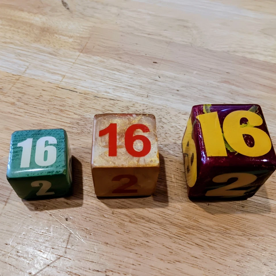 Lote de 3 cubos dobles artísticos grandes de acrílico de backgammon - ¡verde, tostado, púrpura! Foto 3 de 4