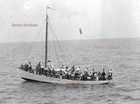 1900s Deep Sea Fishing Excursion Very Overloaded Boat Glass Camera Negative #2 — photo 1