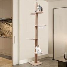 Floor-To-Ceiling Cat Climbing Tower 104in Adjustable Sisal Scratching Post
