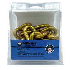 3/8" Anti-Theft Security Chain, 3 ft, Yellow Zinc Plated, Peerless Chain Company