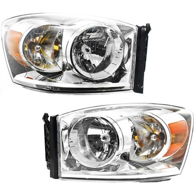 Headlight Set For 2007-2009 Dodge Ram 1500 Left and Right With Bulb 2Pc