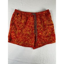 Speedo Swim Shorts XXL Red Orange Leaf Pattern Mesh Lined Trunks Men's