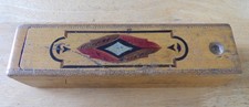 1930s vintage wooden pencil box painted top, dipping pens, pencils, lead refills