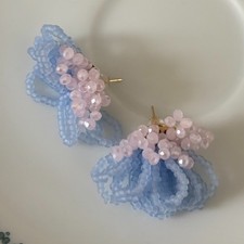 Handmade Floral Crystal Beaded Dangle Earrings Elegant Statement Jewelry for Wom